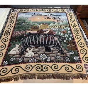 Sisters Are Blossoms In The Garden Of Life‎ Throw Blanket 54"x 48"  Cottagecore
